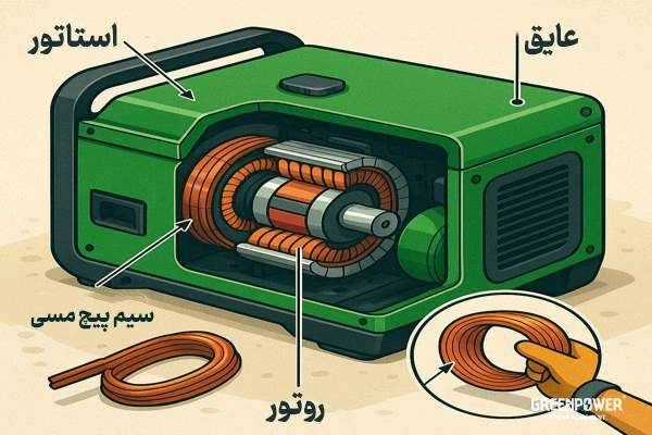 با بررسی محل سیم پیچ موتور برق و اجزای اطراف آن، می توان جنس سیم پیچ را تشخیص داد.