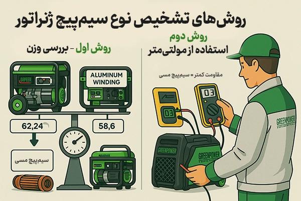مانند این تصویر با دو روش بررسی وزن و استفاده از مولتی متر میتوان موتور برق سیم پیچ مسی را تشخیص داد
