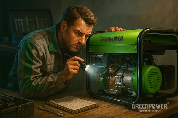 فرد در حال بررسی یک موتور برق دست دوم برای خرید است.